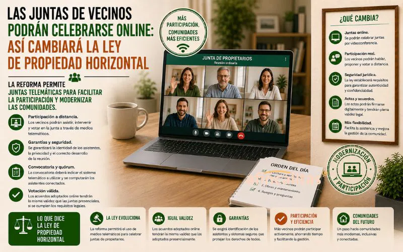 Las juntas de vecinos podrán celebrarse online: así cambiará la Ley de Propiedad Horizontal