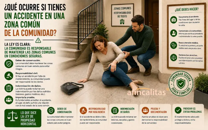 ¿Qué ocurre si tienes un accidente en una zona común de la comunidad?